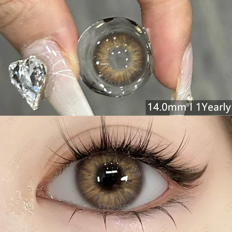 Aichashi 1 Pair New Fashion Blue Color Contact Lenses for Eyes Natural Brown Eyes Contacts Lenses Yearly Gray Colorful Eyes Lens