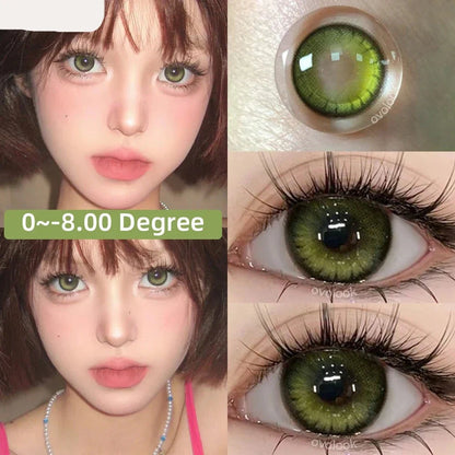 Aichashi 1 Pair/2pcs 10 Colors Contact Lenses for Eyes Fashion Pupils Myopia Eye Color Lenses Blue Green Brown Prescription Lens