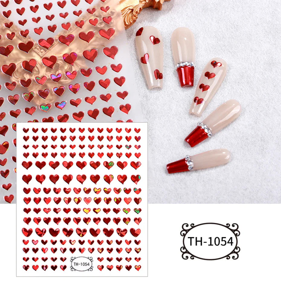 Aichashi Love Heart Nail Stickers Simple Heart Design Self-Adhesive Slider Letters Nail Art Decorations Stars Decals Manicure Accessories