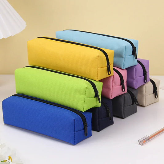 Aichashi BACK TO SCHOOL Solid Color Pencil Case Simple Pencil Bags For Student New Stationery School Supplies Kids Gift Zipper Big Cosmetic Bag