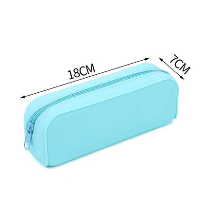 Aichashi BACK TO SCHOOL Waterproof Soft Silicone Pencil Case Candy Color Pencil Stationery Box Large Capacity Makeup Brush Storage Box Student Supplies