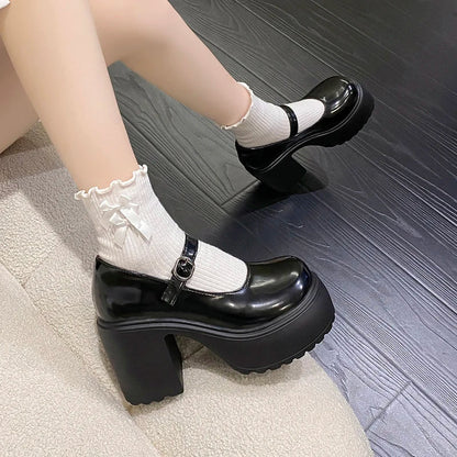 aichashi  -  Retro Chunky Platform Pumps Women New Buckle Strap Super High Heels Mary Jane Shoes Woman Goth Thick Heeled Party Lolita Shoes