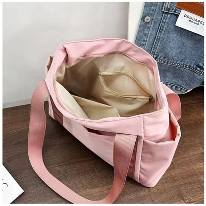 aichashi New Women's Bag Solid Color Tote Bag Commuting Shoulder Bag Leisure Simple Mommy Go Out Bag Large Capacity Nylon Handbag