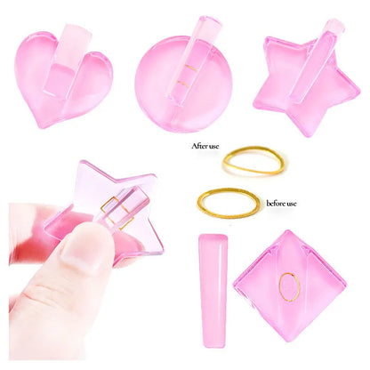 Aichashi 1 Set Embossed Mold Nail Art Tools Metal Slice Frame Bend Curve Pink Acrylic Radian Stick Decorations DIY Manicure Accessory