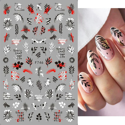 Aichashi 1PCS 3D Black and White Nail Art Stickers Nail Art Decoration Star Moon Butterfly Nail Decal Color Snake Sticker Manicure