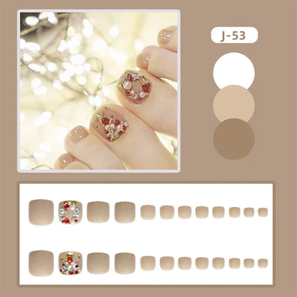 24pcs Artificial Acrylic Nail Art Toe Nails Solid Glossy Colorful Square Head ToeNail Full Coverage Removable Press On Toe nails