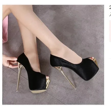 aichashi  -  Spring Fashion Brand Party Platform High Heels Extreme Woman Sexy Pumps Stiletto Heel Open Toe Ladies Party Wedding Shoe