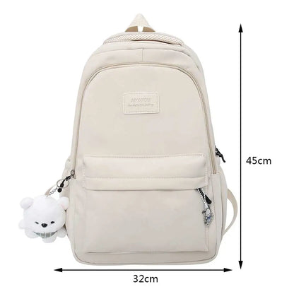 Aichashi Fashion Japanese Nylon Bookbags with Plush Pendant Summer New Student Kawaii Backpack Large Capacity Woman College Rucksack