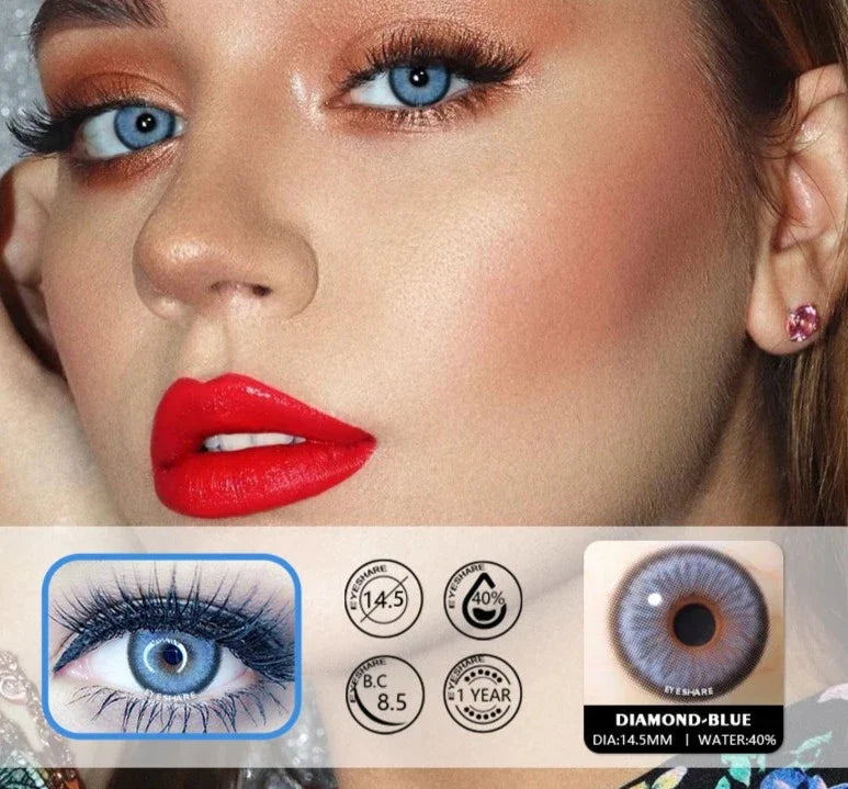 Aichashi 2pcs Natural Colored Contact Lenses For Eyes Blue Colored Contact Lens For Eyes Yearly Beautiful Makeup Contact Lenses