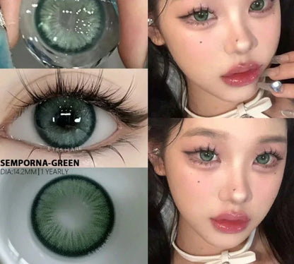 Aichashi Natural Colored Contact Lenses for Eyes 1pair New Contact Lenses Blue Colorful Lenses Green Lenses Fashion Colored Lens