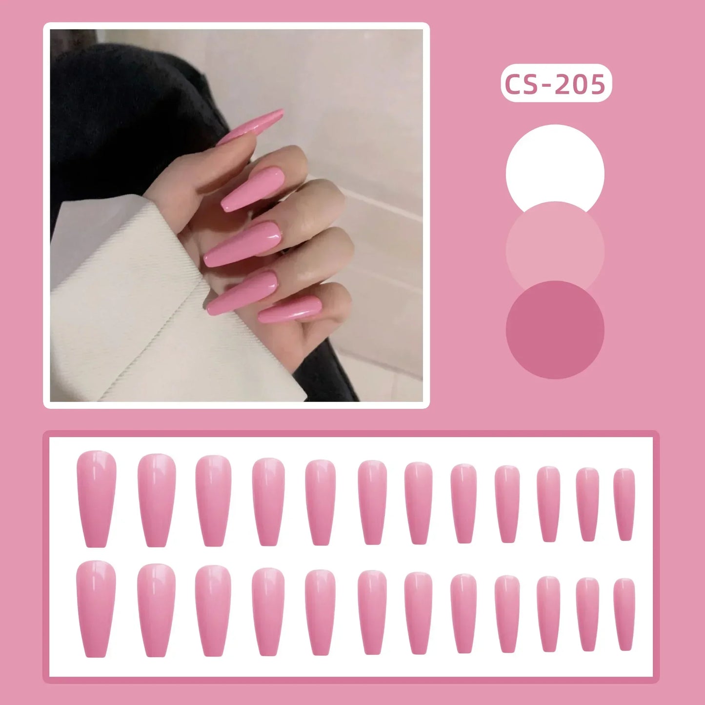 24PC/Box Fashion False Nails Artificial Milky White Pink Gradients Long Ballet Nail Tips Full Cover Acrylic Fake Nails With Glue