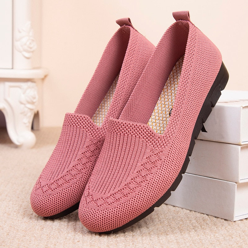 Aichashi Flat Casual Shoes Ladies New Mesh Breathable Sneakers Women Breathable Light Slip on  Loafers Socks Shoes Women Zapatillas Mujer