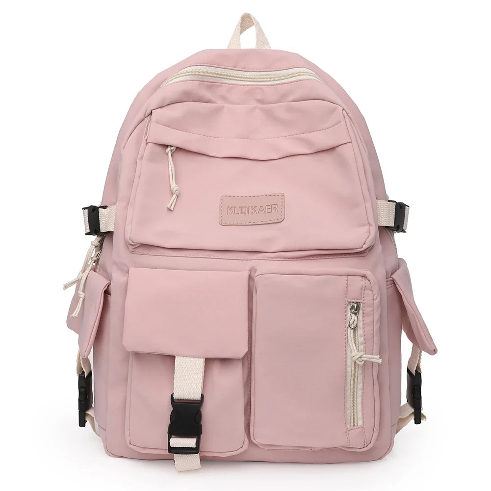 Aichashi BACK TO SCHOOL Canvas Women's Backpack Students School Bags for Girls Teenager Cute Multi-pocket Schoolbag Rucksack Handbags Laptop Backpack