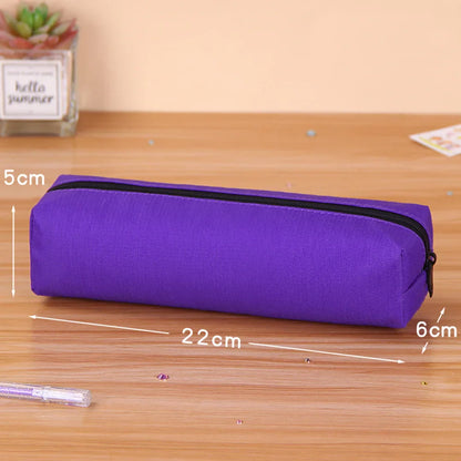 Aichashi BACK TO SCHOOL Solid Color Pencil Case Simple Pencil Bags For Student New Stationery School Supplies Kids Gift Zipper Big Cosmetic Bag