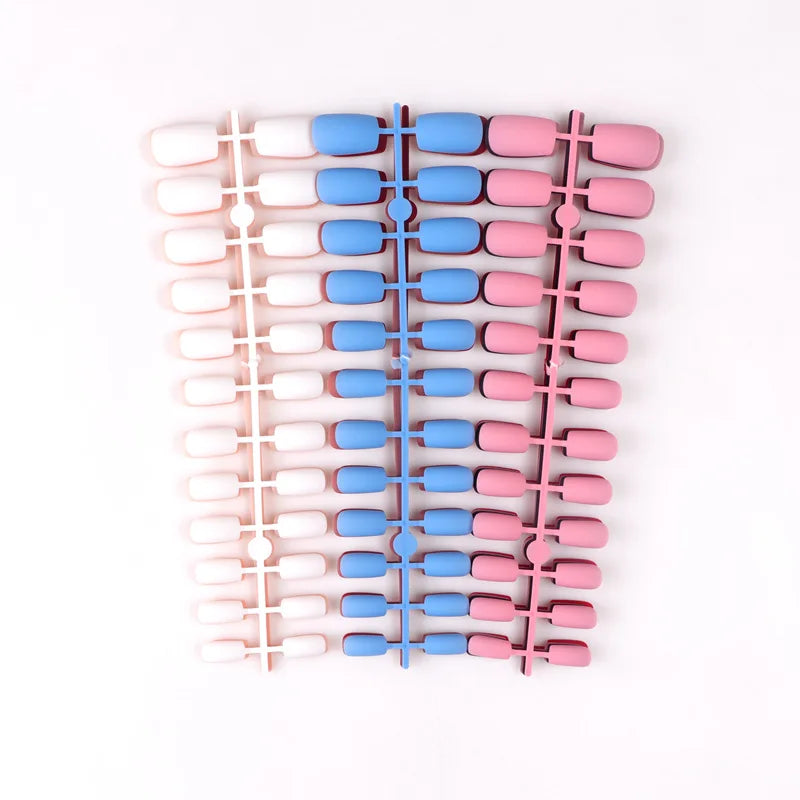 Aichashi 24Pcs/Set Matte False Nails Glue Square Head Frosted Press On Fake Nail Tips Full Cover Artificial Fingernails Ballet Detachable