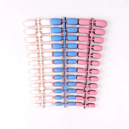 Aichashi 24Pcs/Set Matte False Nails Glue Square Head Frosted Press On Fake Nail Tips Full Cover Artificial Fingernails Ballet Detachable