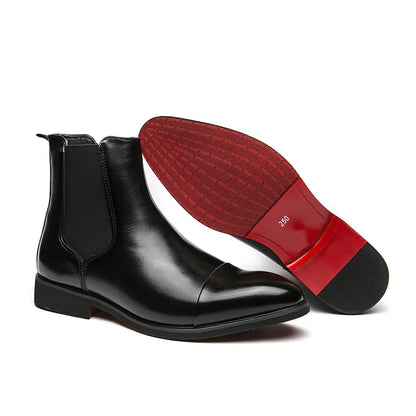 Aichashi Chelsea Boots for Men Red Sole Pu Ankle Business Round Toe Slip-On Mens Boots Free Shipping Size 38-46 Men Shoes