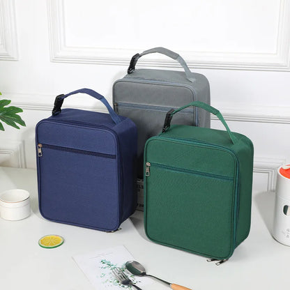 Aichashi Lunch Box Storage Tote Mesh Side Pouch Portable Lunch Bag Heat Insulation Children's School Bento Bags Square Chilled Ice Bags