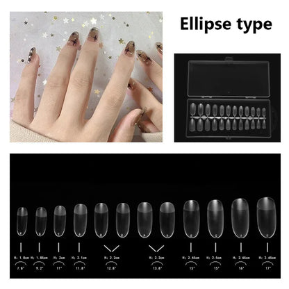 Aichashi 24pcs Press On Nails Coffin Nail Tips Clear Full Cover Fake Nails Artificial False Nails Ballerina Transparent Nail Extensions