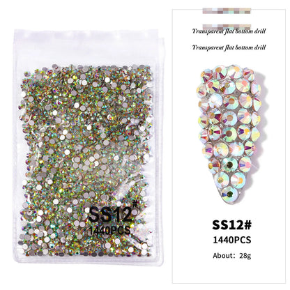 144/288 /1440pcs SS3-SS50 Crystal AB Clear Nail Rhinestones Non Hotfix Flat Back Stones DIY Strass Nail Art Decor Accessories