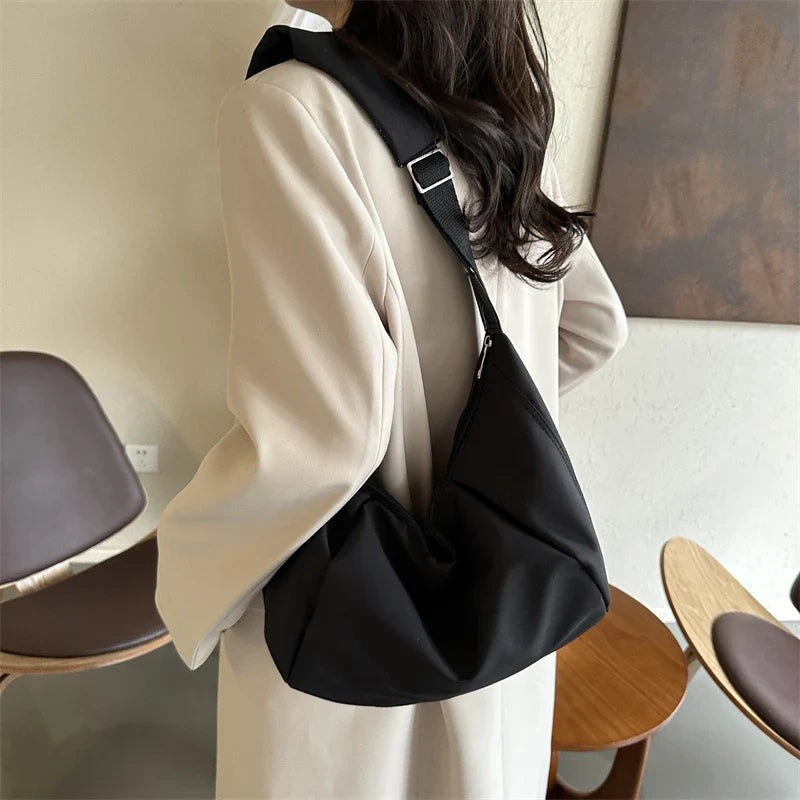 Aichashi New Casual Nylon Women Bags Shoulder Bag Woman Crossbody Bag Hobo Bags Dumpling Bag Large Capacity Female Half Moon Totes