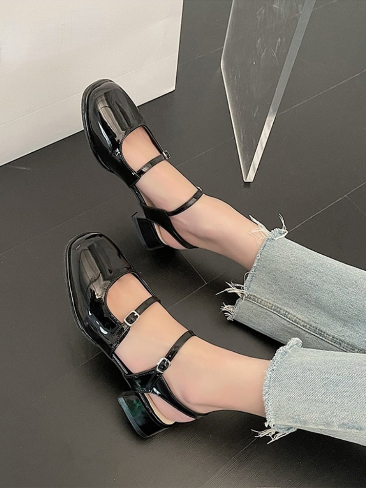 Aichashi Casual Elegant Sandals Woman Summer Office Lady Fashion Solid Shoes Non-slip Korean Style Heels Vintage Female Shoes Design