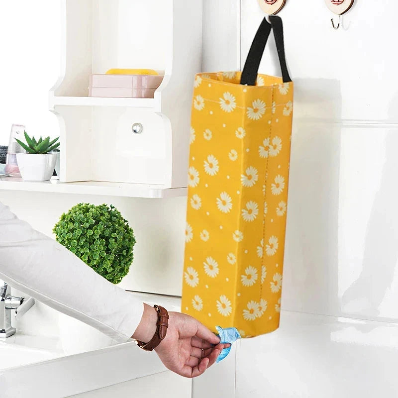 Aichashi Grocery Bag Holder Wall Mount Plastic Bag Holder Dispenser Hanging Storage Trash Garbage Bag Home Kitchen Garbage Organizer