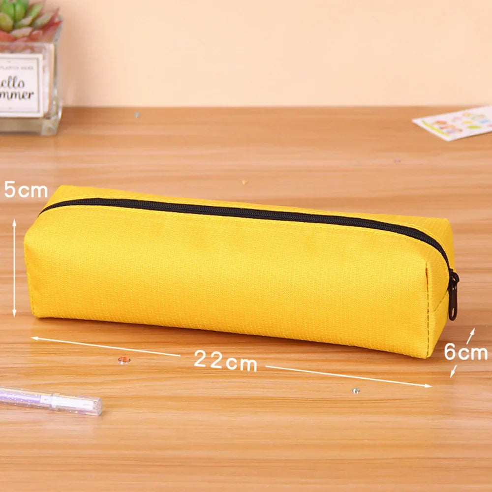 Aichashi BACK TO SCHOOL Solid Color Pencil Case Simple Pencil Bags For Student New Stationery School Supplies Kids Gift Zipper Big Cosmetic Bag