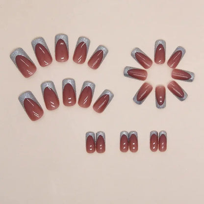 24 PCs Short French Minimalist Flash Nails with 1 Jelly Gel and 1 Nail File