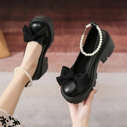 Aichashi Lolita Shoes Women Japanese Style Mary Jane Shoes Women Vintage Shallow High Heels Chunky Platform Shoes Cosplay Female Sandals