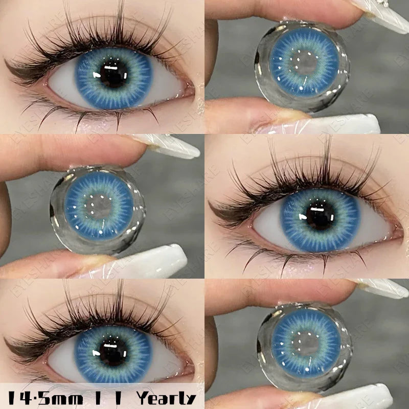 Aichashi 2pcs New Colored Contacts Lenses for Eyes Brown Eyes Contact Lenses Fashion Blue Eye Lens Yearly Makeup Contacts 14.5mm