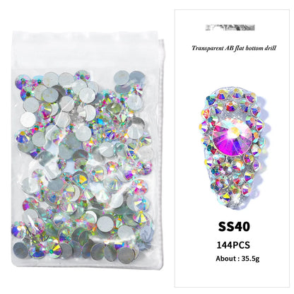 144/288 /1440pcs SS3-SS50 Crystal AB Clear Nail Rhinestones Non Hotfix Flat Back Stones DIY Strass Nail Art Decor Accessories