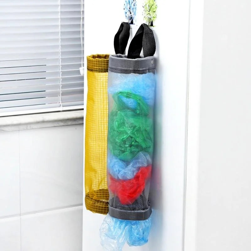 Aichashi Home Grocery Bag Holder Wall Mount Plastic Bag Holder Dispenser Hanging Storage Trash Garbage Bag Kitchen Garbage Organizer