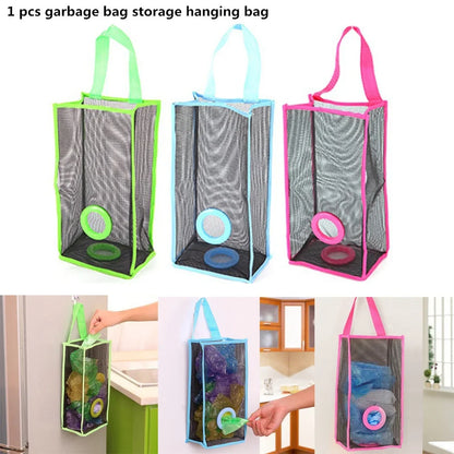 Aichashi 1 Pcs Reusable grocery bag holder, kitchen hanging net, Bin bag storage organizer