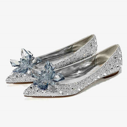 Aichashi Cinderella Shoes Rhinestone High Heels Women Pumps Pointed toe Woman Crystal Party Wedding Shoes 5cm/7cm/9cm