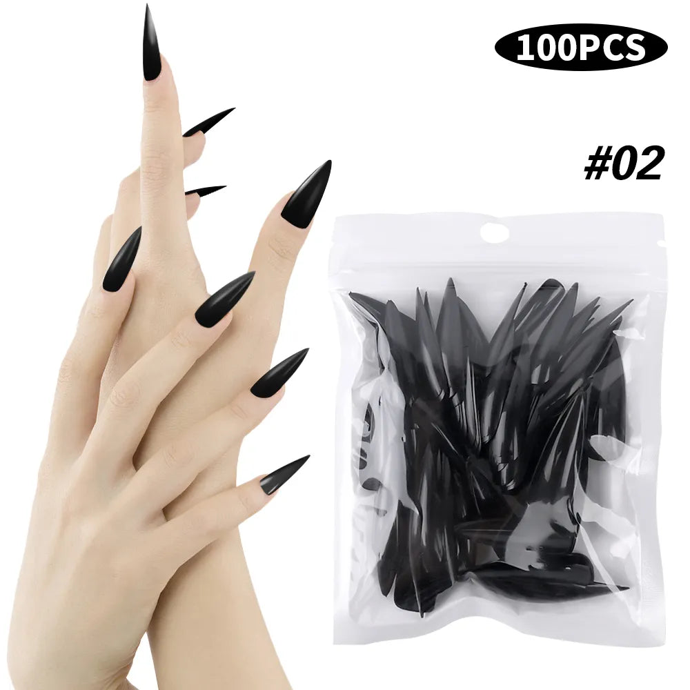 100pcs Natural Fake Nails Solid Color False Nail Tips Full Coverage Matte Acrylic False Nails Tips DIY Manicure Extension Tools