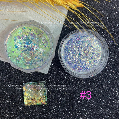 1Box Unicorn Holographic Nail Powder Silver Glitter Metallic Rub Dust Mirror Pigment Extra Fine Shiny Chrome For DIY Manicure*Y*