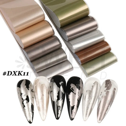 Aichashi 10pcs Matte Metallic Nail Foils Gold Silver Metallic Mirror Starry Paper Gel Polishing Transfer Sticker Nail Art Decor