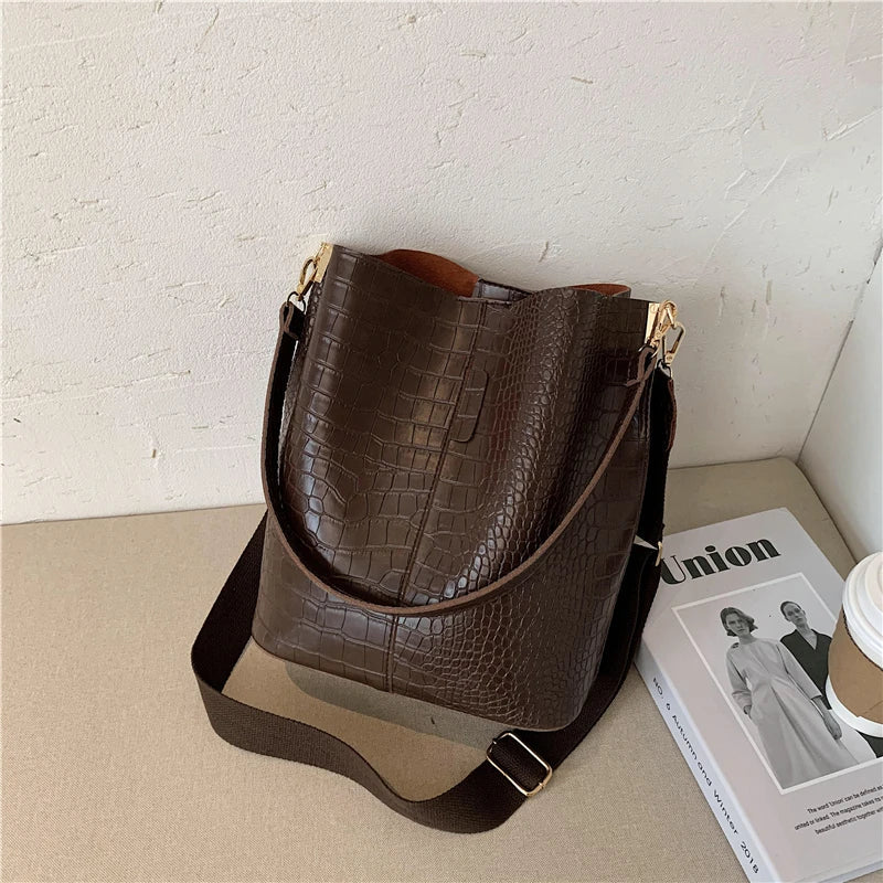 Aichashi Classical Style Stone Pattern Leather Small Crossbody Bags for Women Winter Korean Fashion Shoulder Bag Handbags