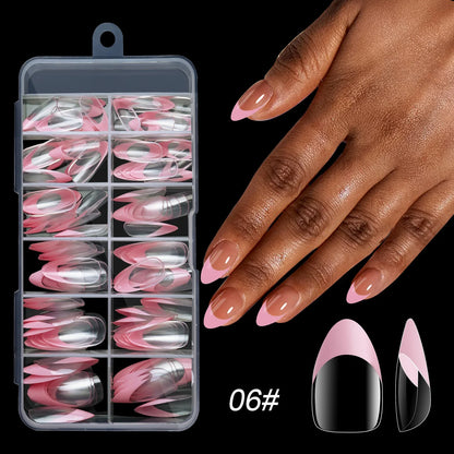 120pcs/box Acrylic French False Nails Medium Length Square Armor Full Cover Nail Tips Can Be Removable Mixed Size Press On Nails