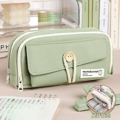 Aichashi BACK TO SCHOOL Pencil Case Large Capacity Pencil Pouch Handheld Pen Bag Cosmetic Portable Gift for Office School Teen Girl Boy Men Women Adult