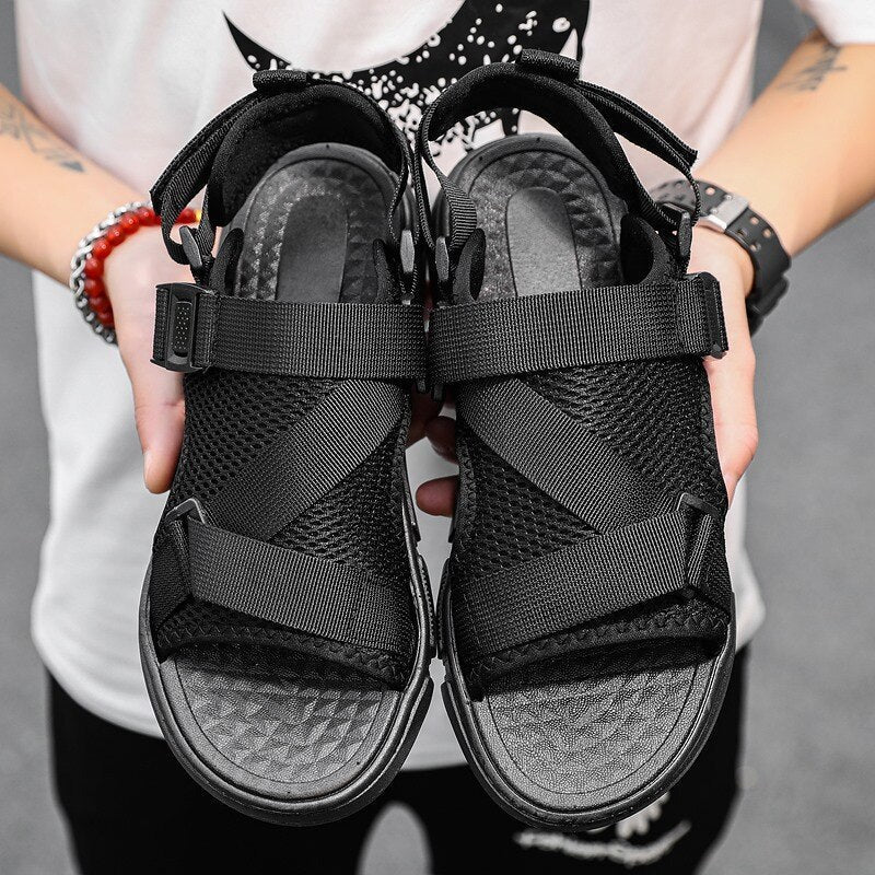 Aichashi Sandals Soft Men Comfortable Non-Slip Men Shoes High Quality Woven Beach Sandals Mens Gladiator Sandals Summer Casual Flat Shoes