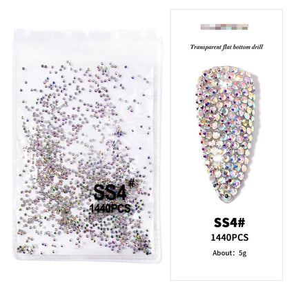 144/288 /1440pcs SS3-SS50 Crystal AB Clear Nail Rhinestones Non Hotfix Flat Back Stones DIY Strass Nail Art Decor Accessories