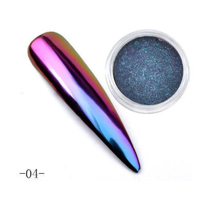 Aichashi Aurora Mirror Glitter Nail Art Powder Ice Chameleon Rubbing Pigment Dust Sparkly Charm Nails Design Accessory DIY Decorations