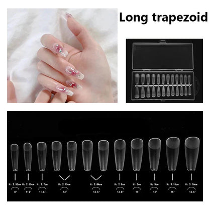 Aichashi 24pcs Press On Nails Coffin Nail Tips Clear Full Cover Fake Nails Artificial False Nails Ballerina Transparent Nail Extensions