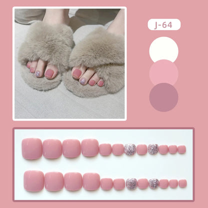 Aichashi 24pcs Solid Color Toenails French Minimalist Style Toenails Full Coverage Waterproof Removable Artificial Press on Nails False