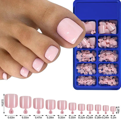 Aichashi 100pcs Fake Toenail Natural White Press On Toe Foot Full Cover Square Nails Art Tips Artificial Acrylic False Nail Manicure Tool