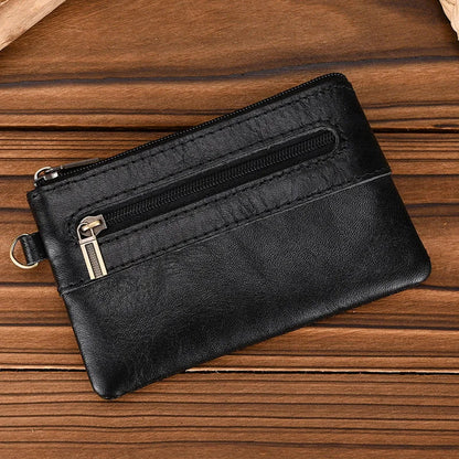 Aichashi Genuine Leather Zipper Coin Card Purse Real Leather Rfid Card Holder Clutch Wallets Slots For Men Women Mini Slim Purse