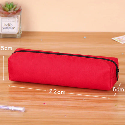 Aichashi BACK TO SCHOOL Solid Color Pencil Case Simple Pencil Bags For Student New Stationery School Supplies Kids Gift Zipper Big Cosmetic Bag