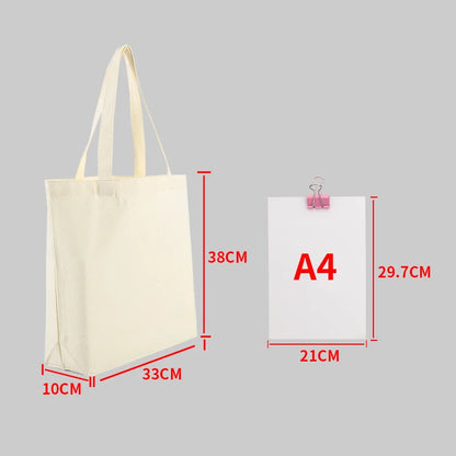 Aichashi Large Capacity Canvas Shopping Bags DIY Painting Pattern Handbag Folding Eco-friendly Cotton Tote Bags